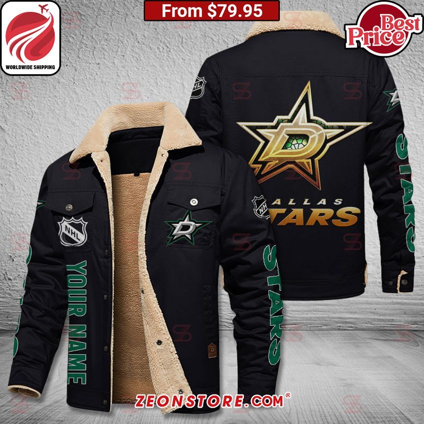 Dallas Stars Custom Fleece Leather Jacket