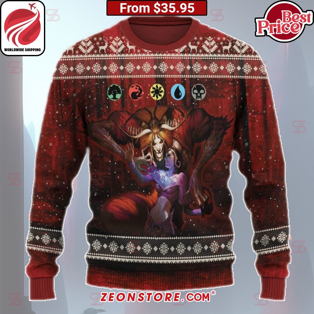 Game MTG Demonic Tutor Christmas Sweater Your face is glowing like a red rose