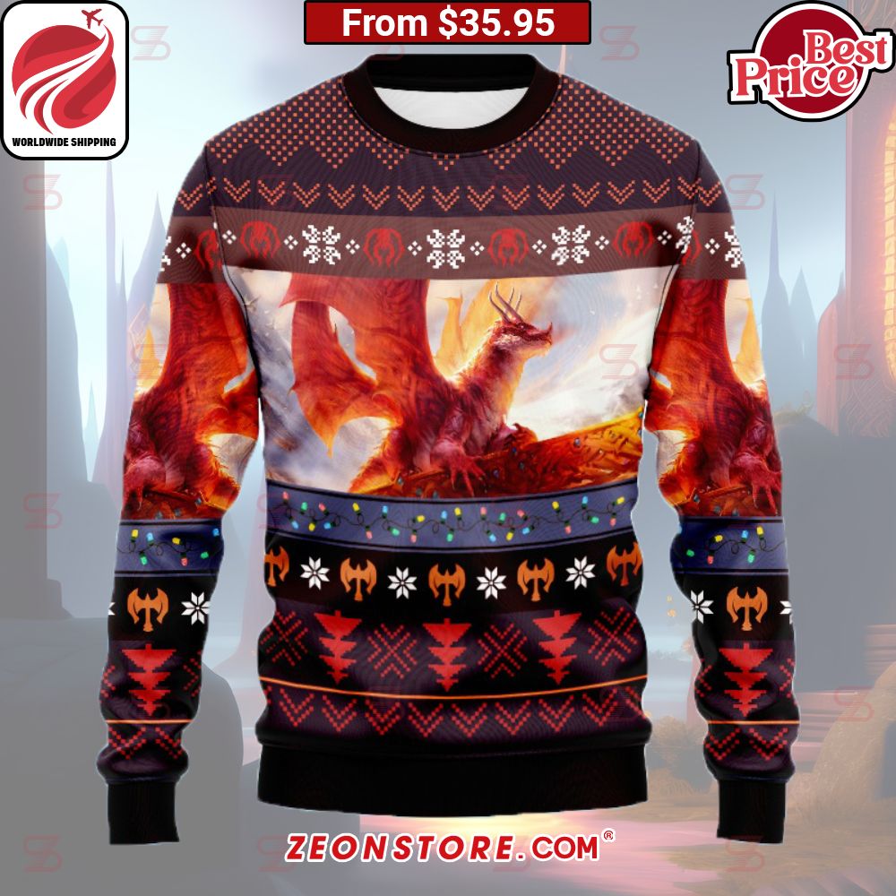 Game MTG Goldspan Dragon Christmas Sweater Eye soothing picture dear