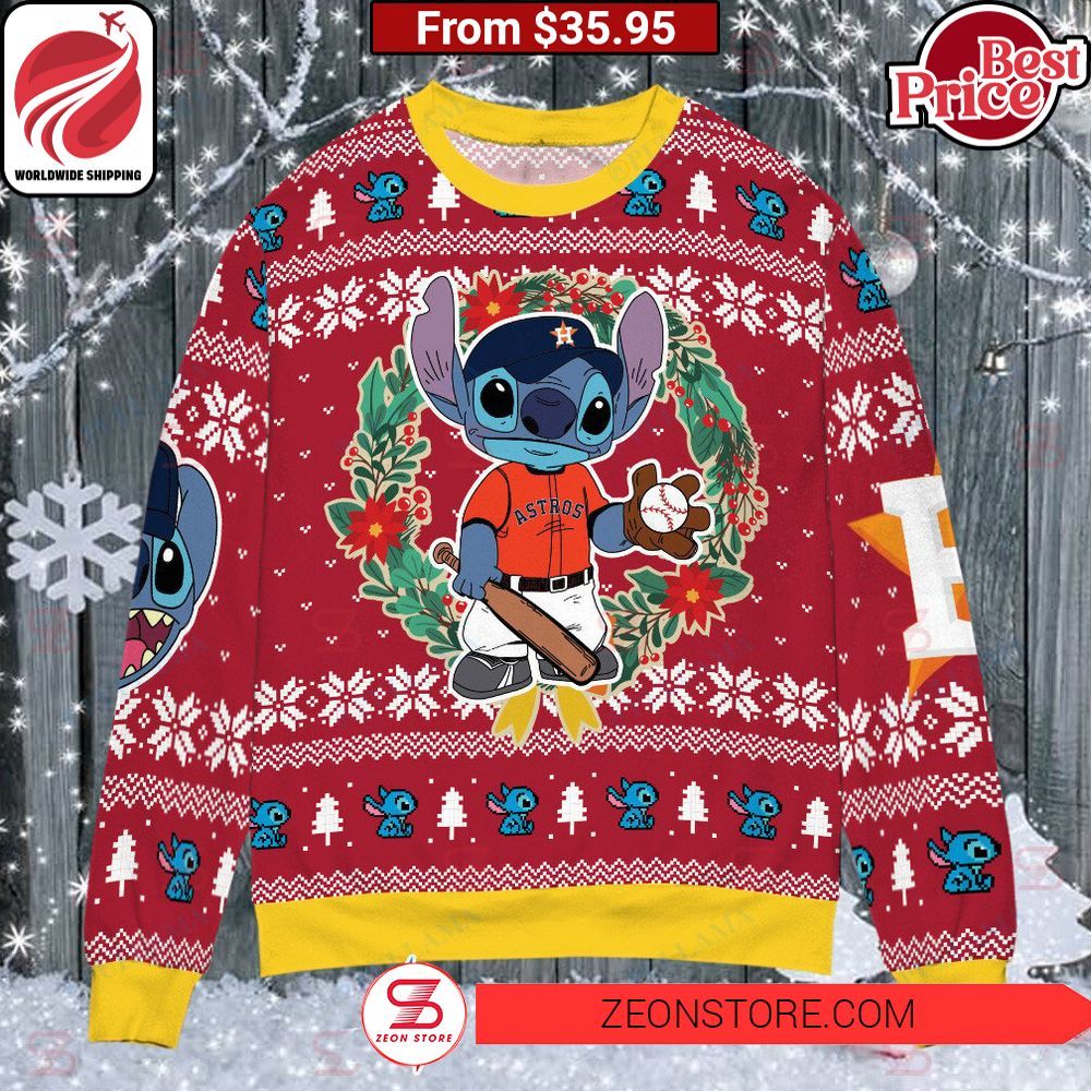 Houston Astros Stitch Christmas Sweater Cutting dash