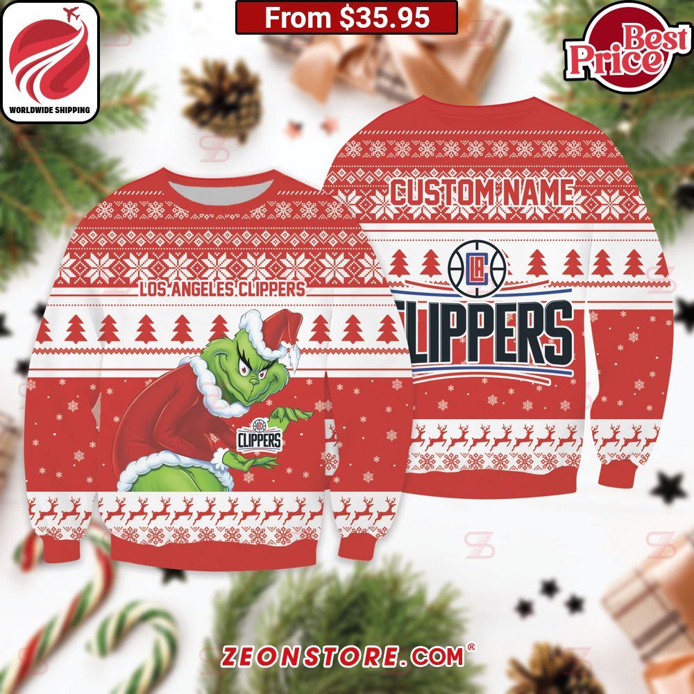 Los Angeles Clippers Grinch Custom Christmas Sweater