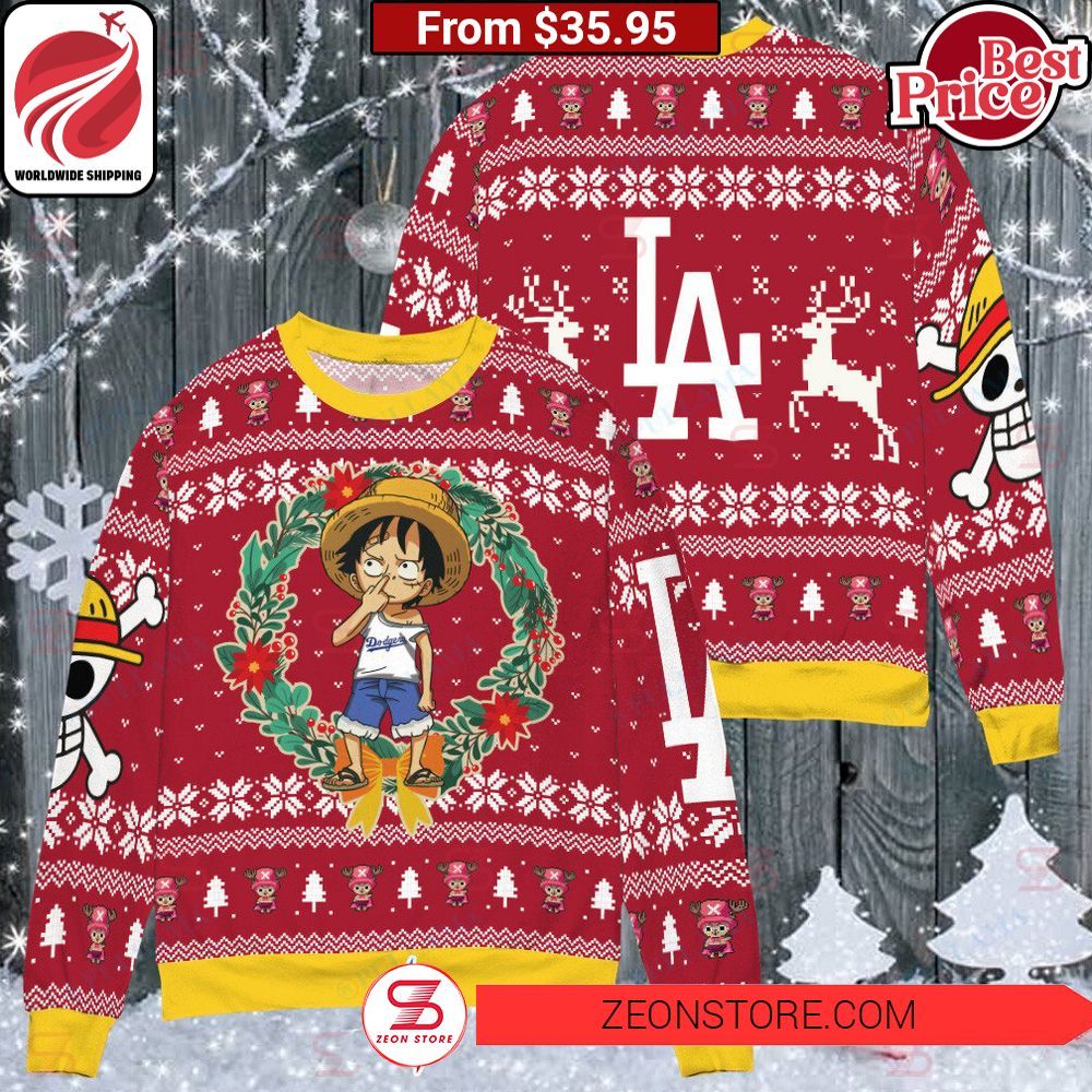Los Angeles Dodgers Luffy Christmas Sweater I am in love with your dress