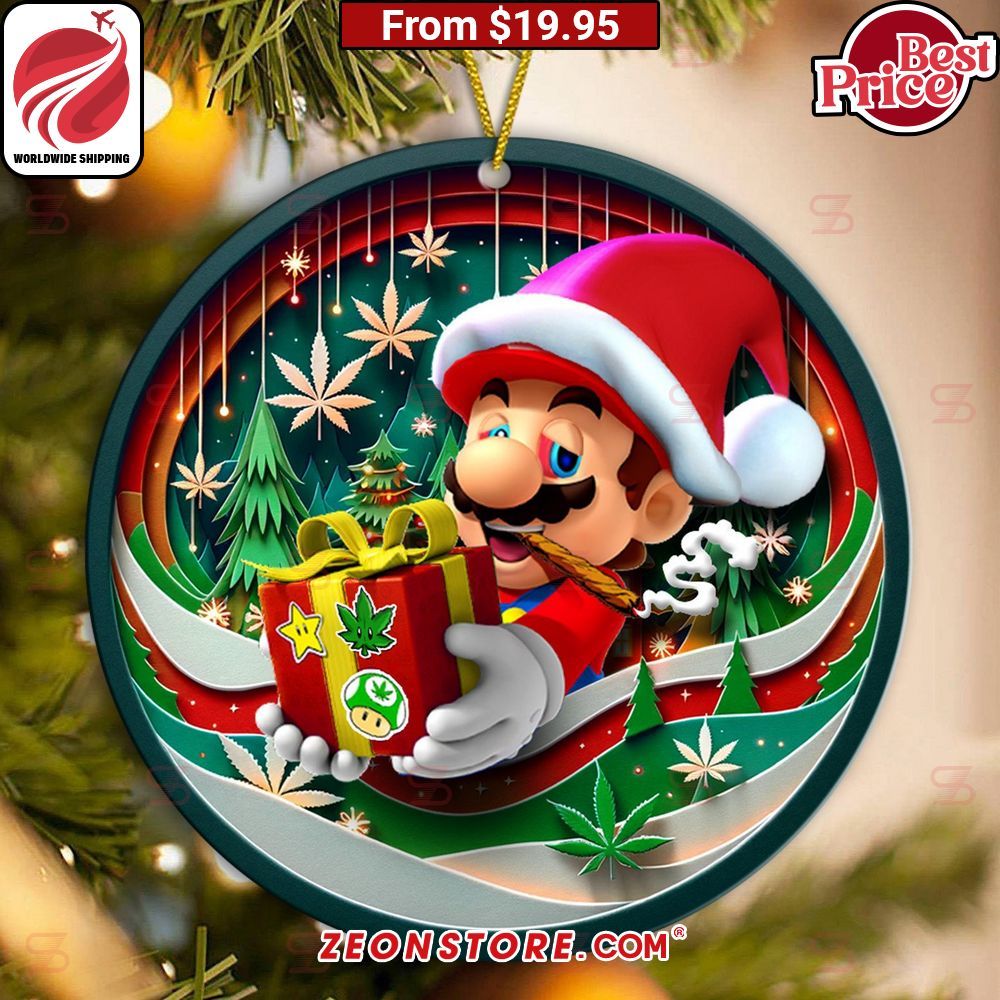 Mario Weed Christmas Ornament rays of calmness are emitting from your pic
