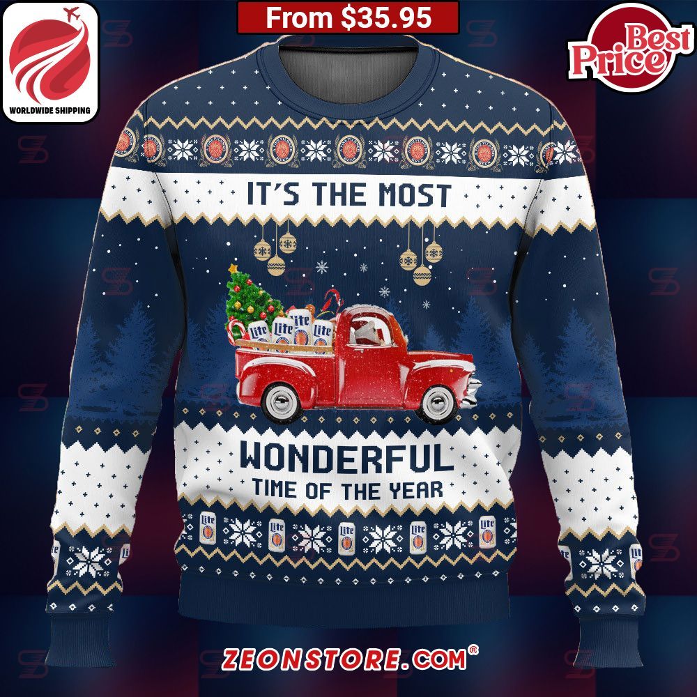 Miller Lite It’s The Most Wonderful Time of the Year Sweater Stunning