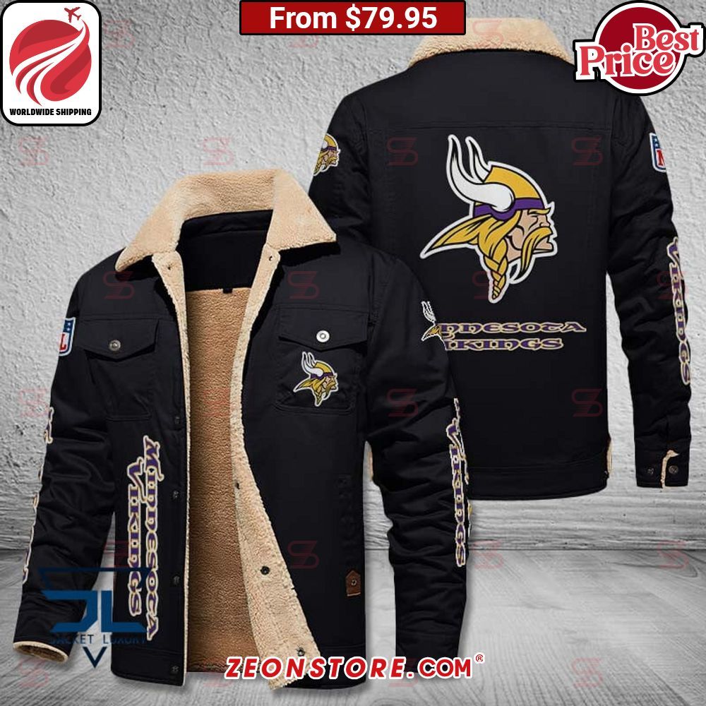 Minnesota Vikings Fleece Leather Jacket Looking so nice