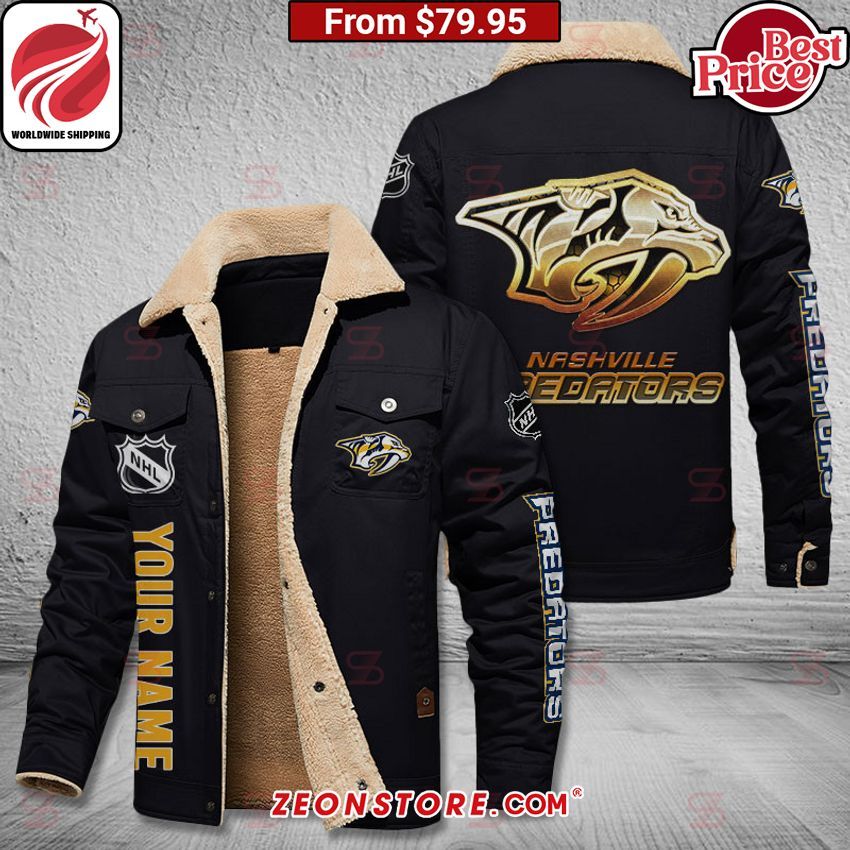 Nashville Predators Custom Fleece Leather Jacket