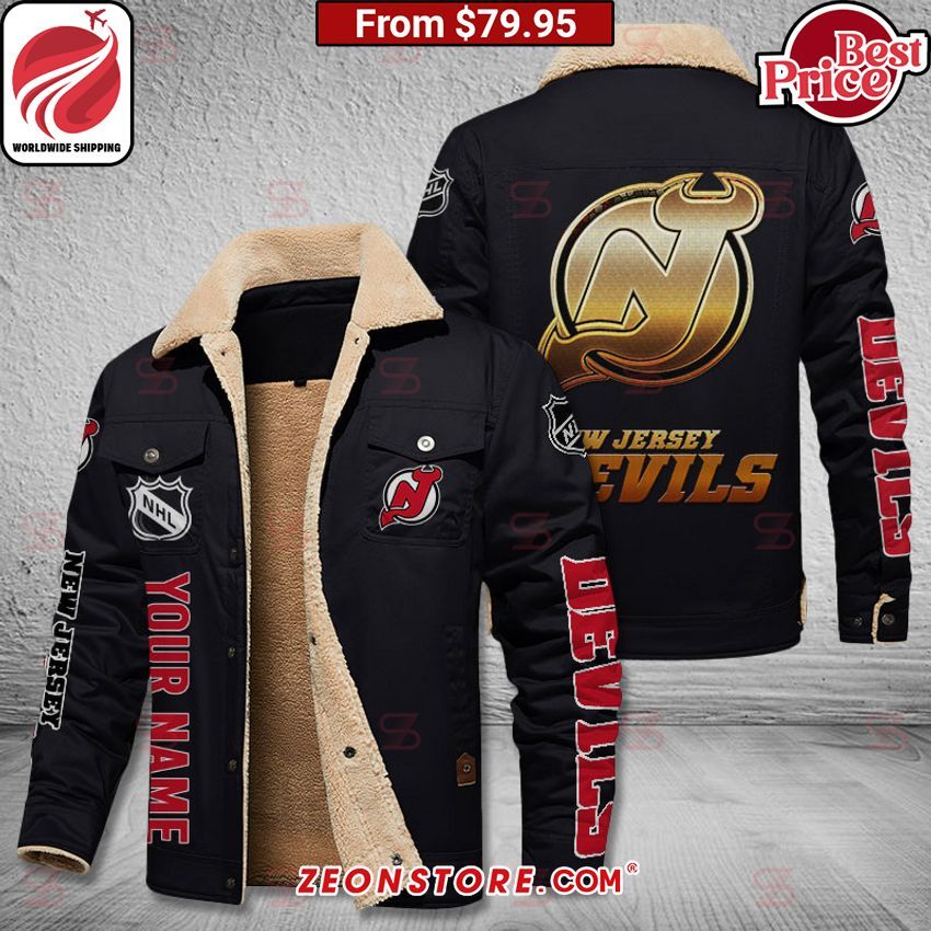 New Jersey Devils Custom Fleece Leather Jacket