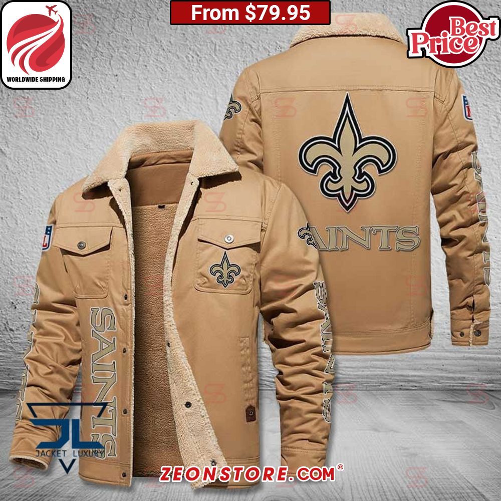 New Orleans Saints Fleece Leather Jacket Loving click