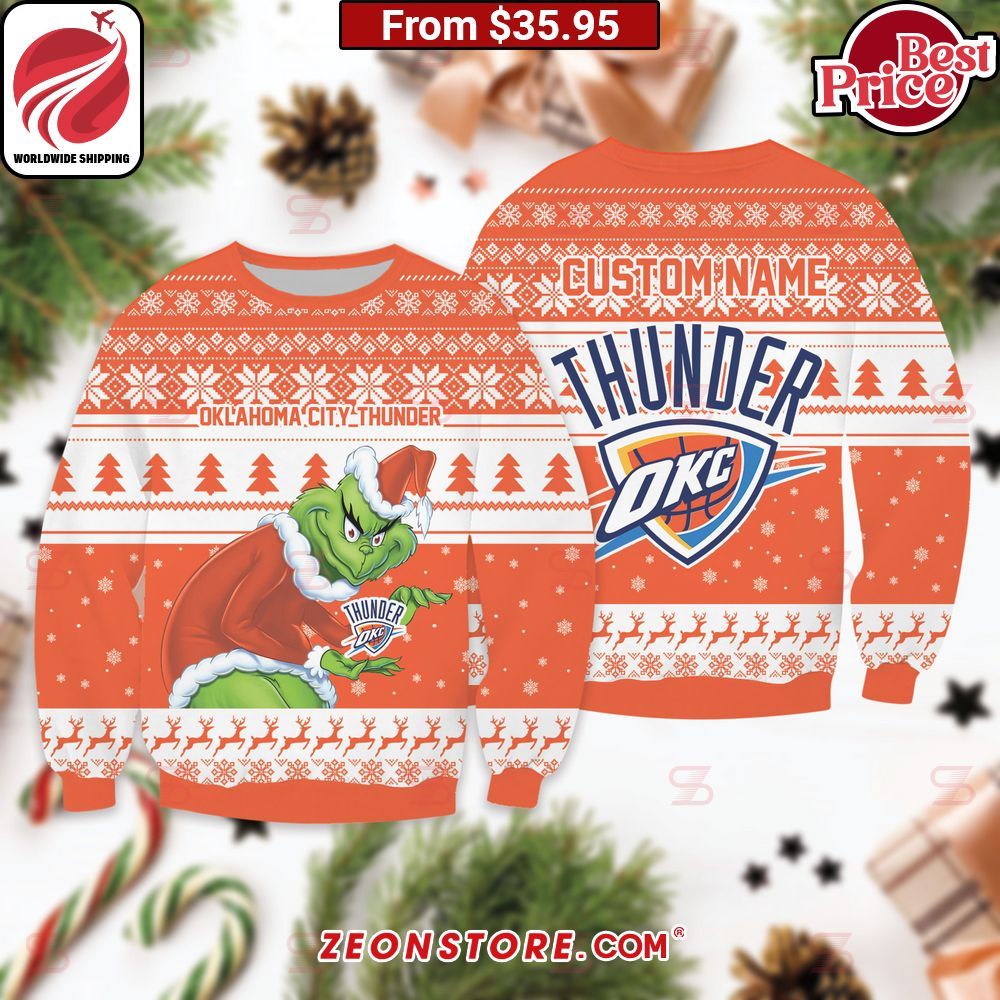 Oklahoma City Thunder Grinch Custom Christmas Sweater