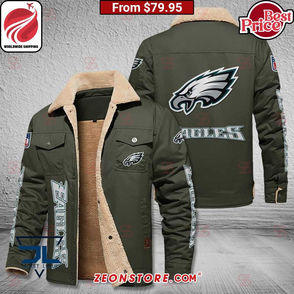 Philadelphia Eagles Fleece Leather Jacket Cool DP