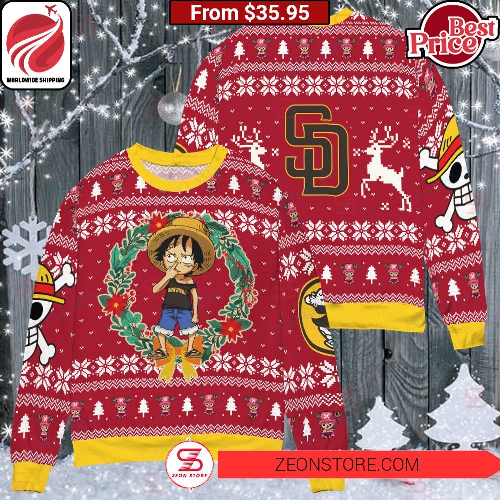 San Diego Padres Luffy Christmas Sweater You look cheerful dear