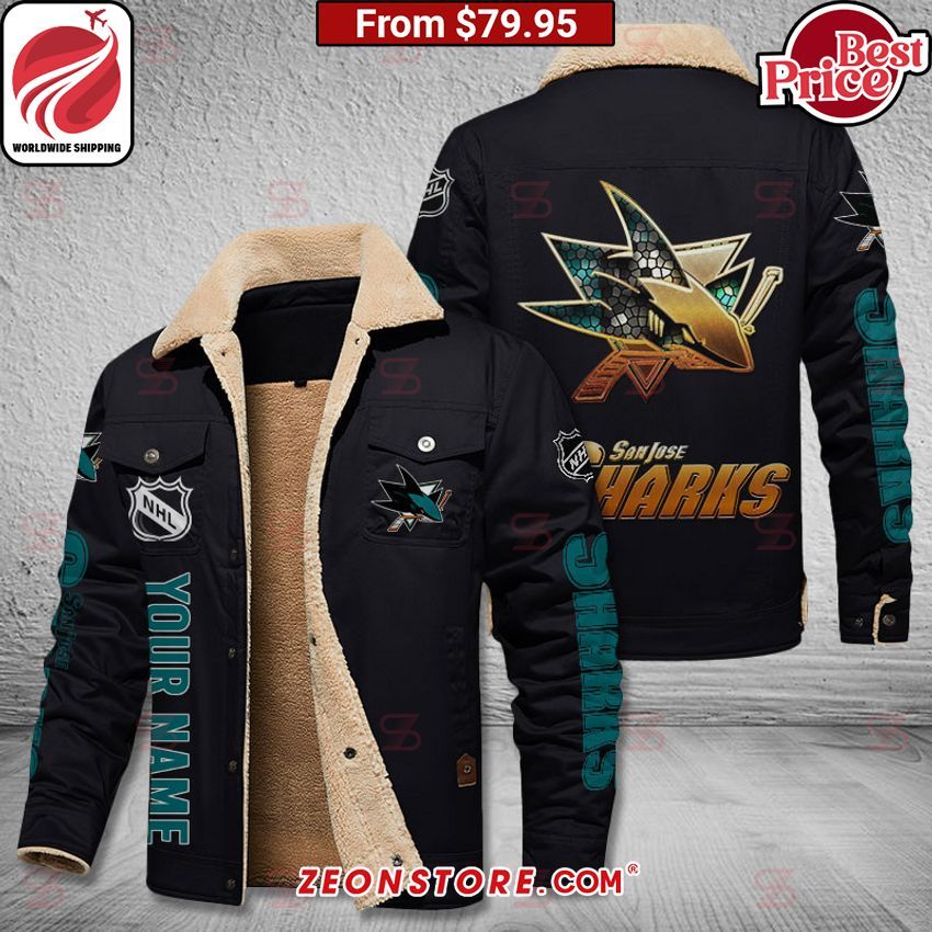 San Jose Sharks Custom Fleece Leather Jacket