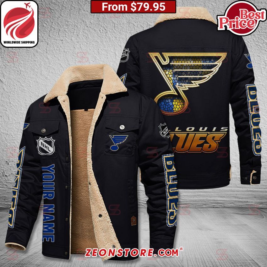 St Louis Blues Custom Fleece Leather Jacket