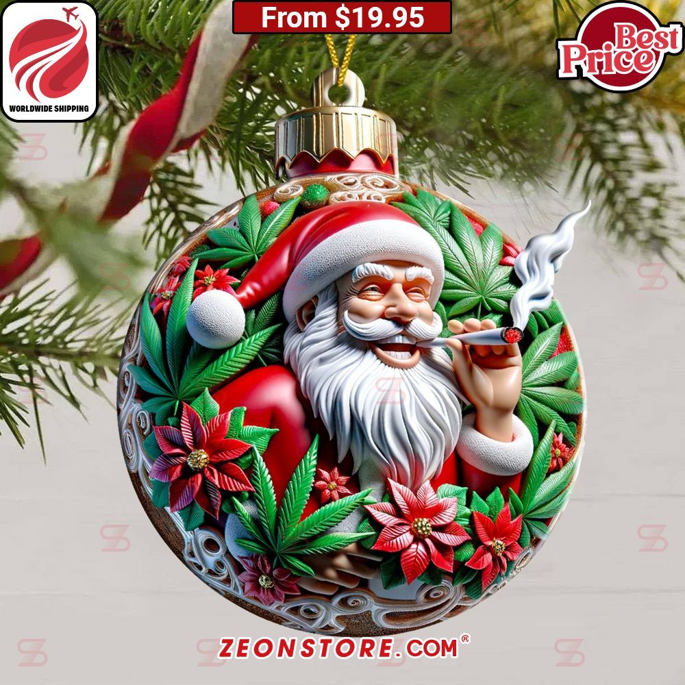 Stoned Santa Claus Weed Acrylic Ornament Wow! What a picture you click