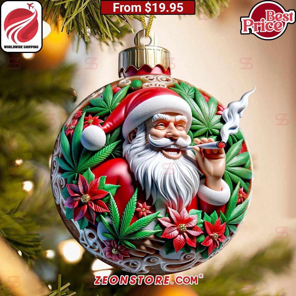 Stoned Santa Claus Weed Acrylic Ornament Amazing Pic