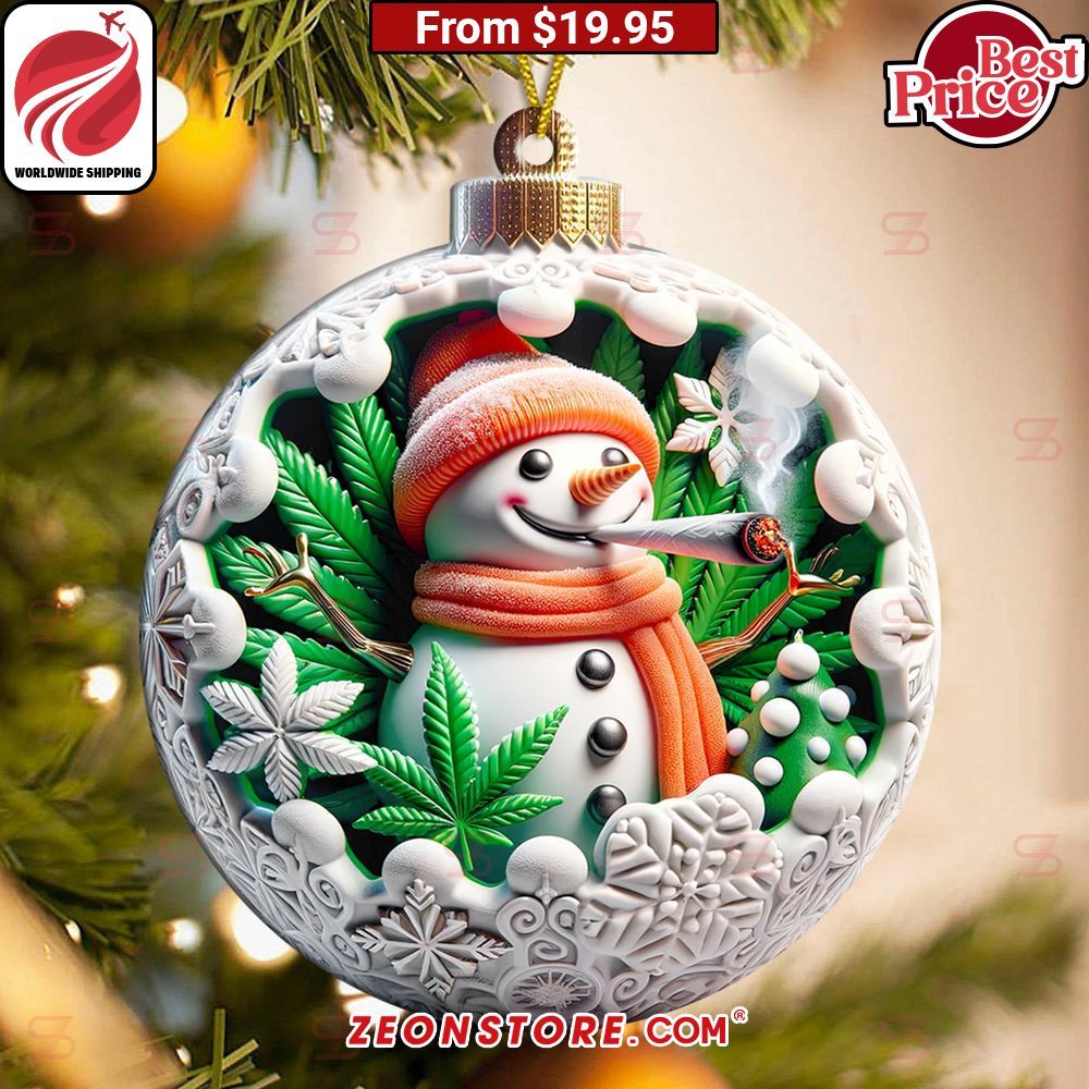 Stoned Snowman in a Christmas Weed Ornament Coolosm