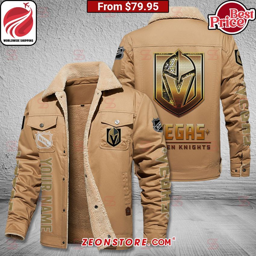Vegas Golden Knights Custom Fleece Leather Jacket
