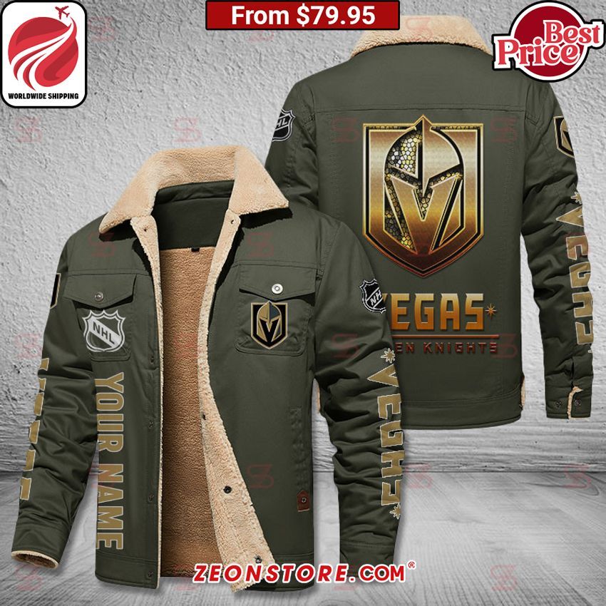Vegas Golden Knights Custom Fleece Leather Jacket