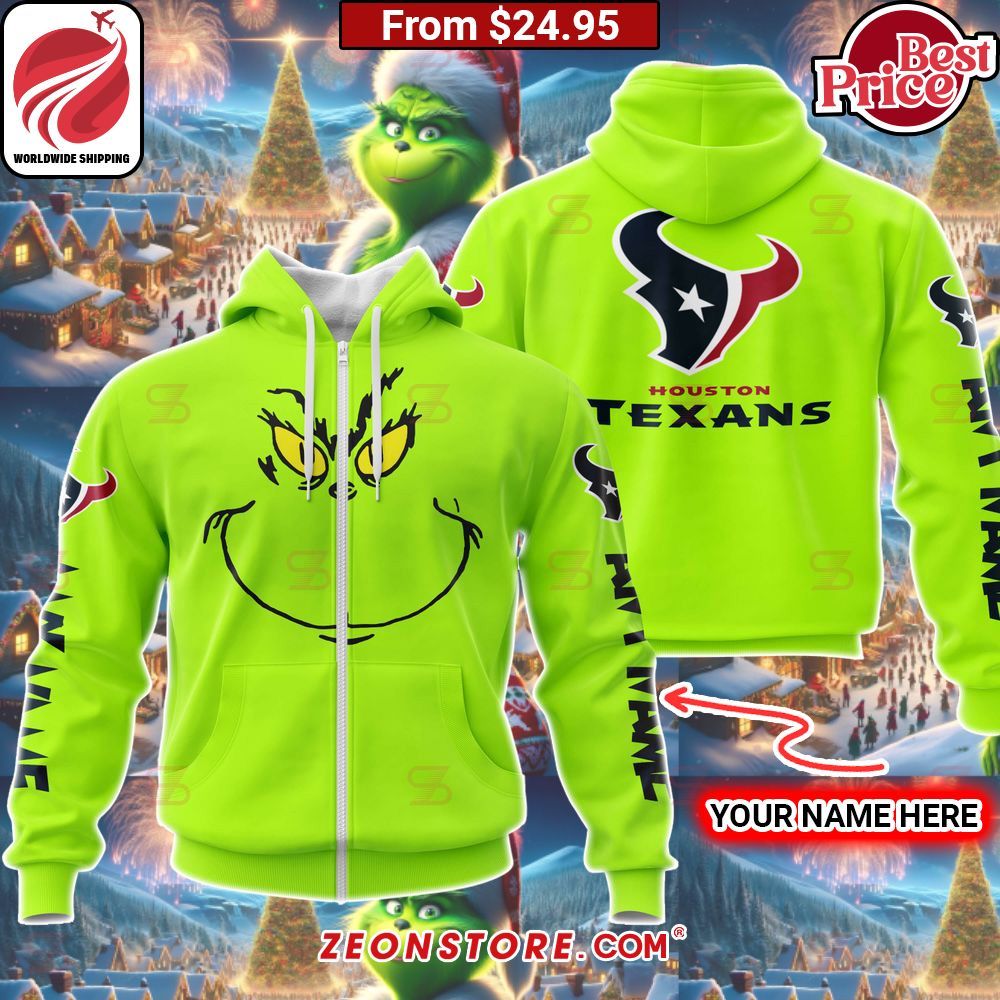 Custom Grinch Houston Texans Hoodie, Shirt You look different and cute