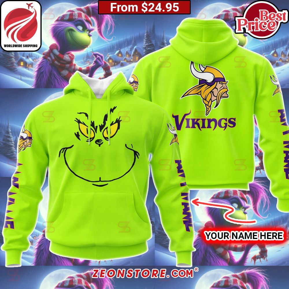 Custom Grinch Minnesota Vikings Hoodie, Shirt Awesome Pic guys