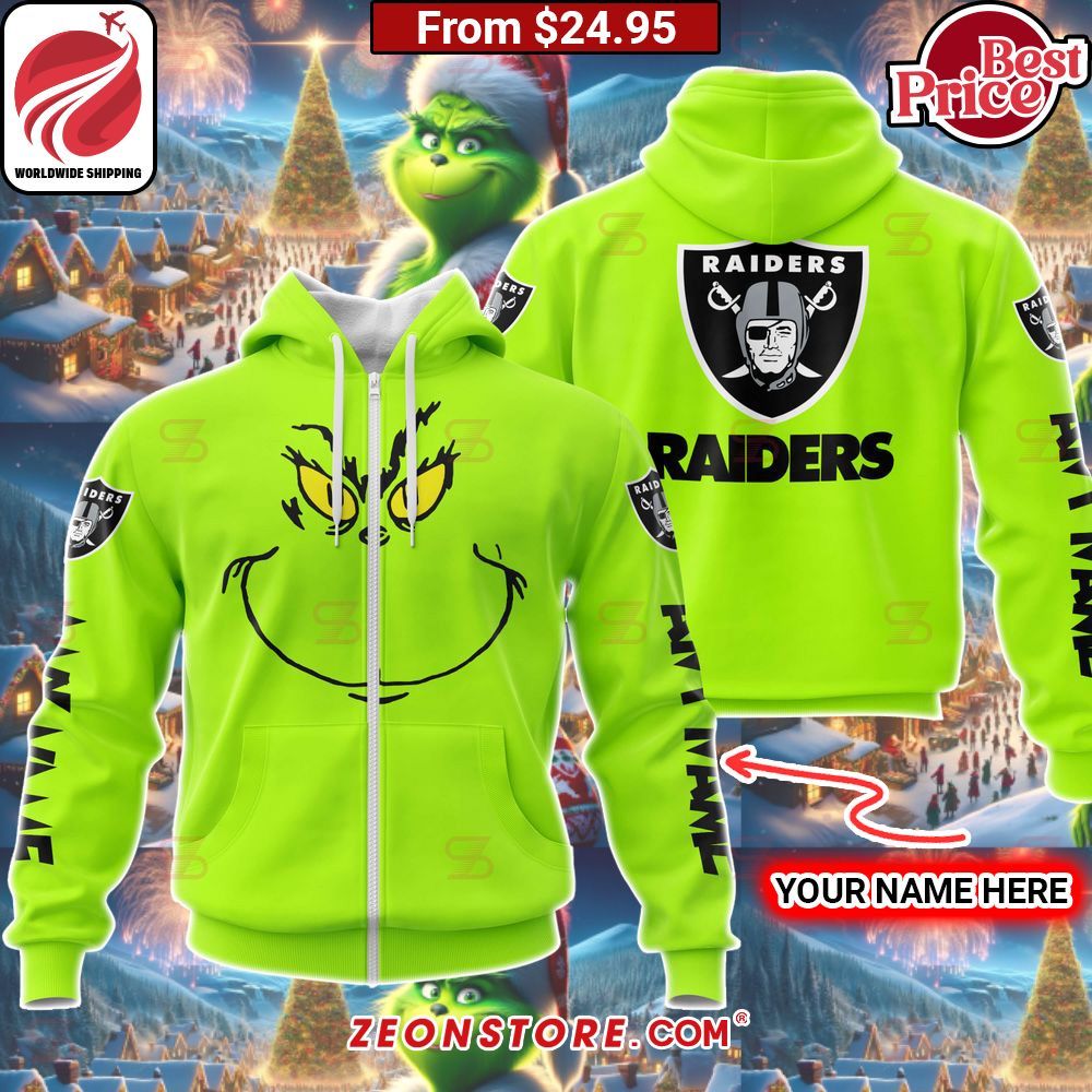 Custom Grinch Oakland Raiders Hoodie, Shirt Loving click