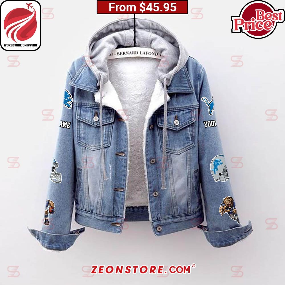 Go Detroit Lions Mascot Custom Hooded Denim Jacket Which place is this bro?