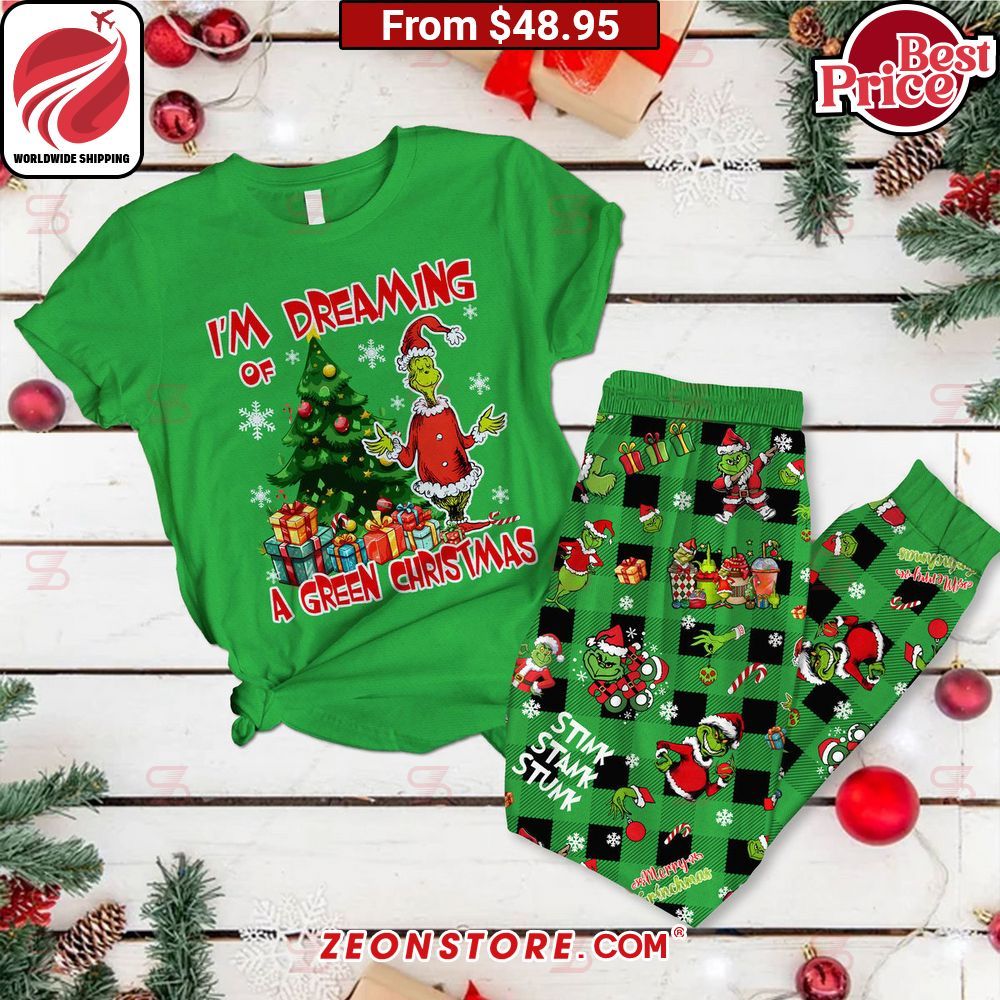 I'm Dreaming of a Green Christmas Grinch Pajamas Set Best click of yours