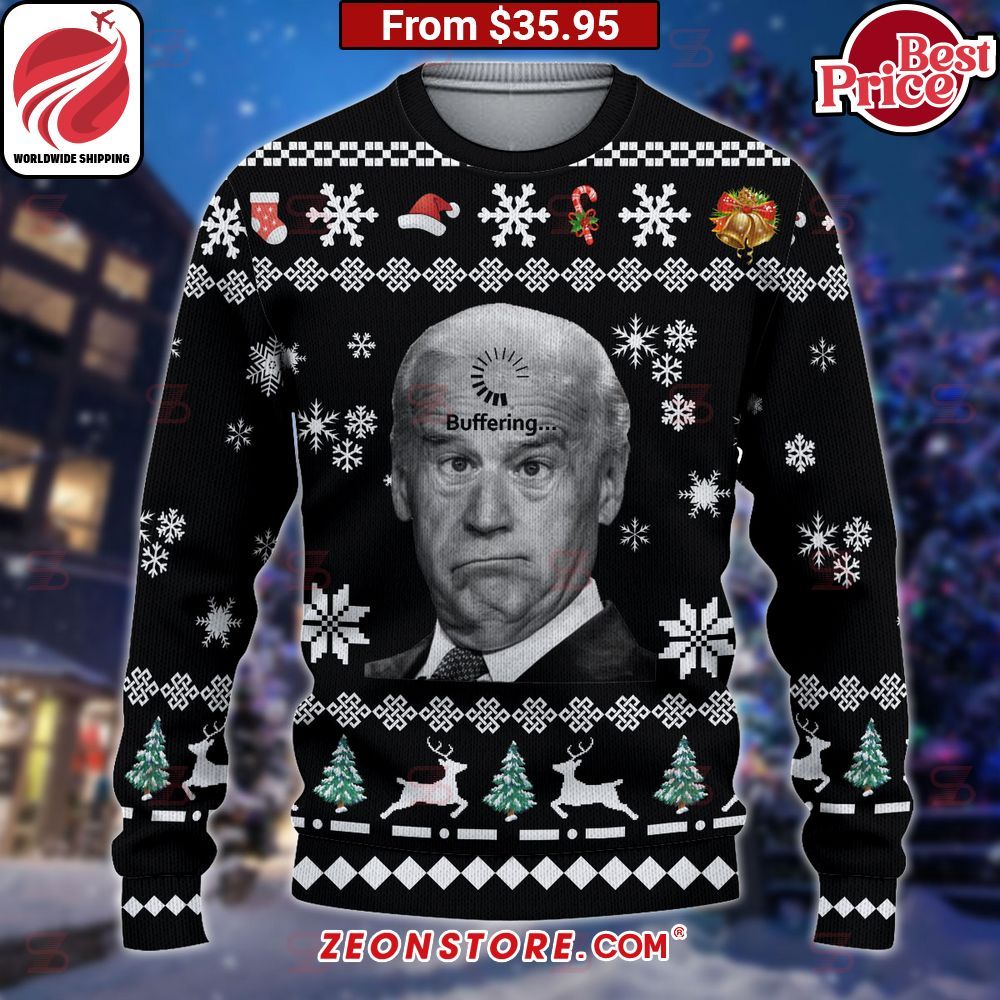 Joe Biden Buffering Christmas Sweater Such a charming picture.