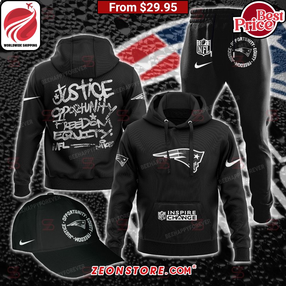 Justice Opportunity Equity Freedom New England Patriots Hoodie Stand easy bro