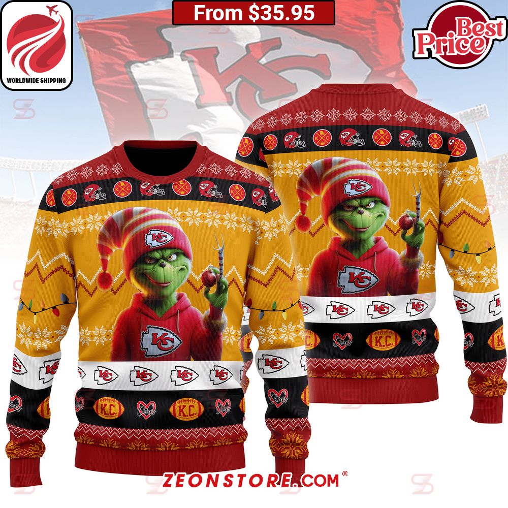 Kansas City Chiefs NFL Grinch Christmas Sweater Loving click