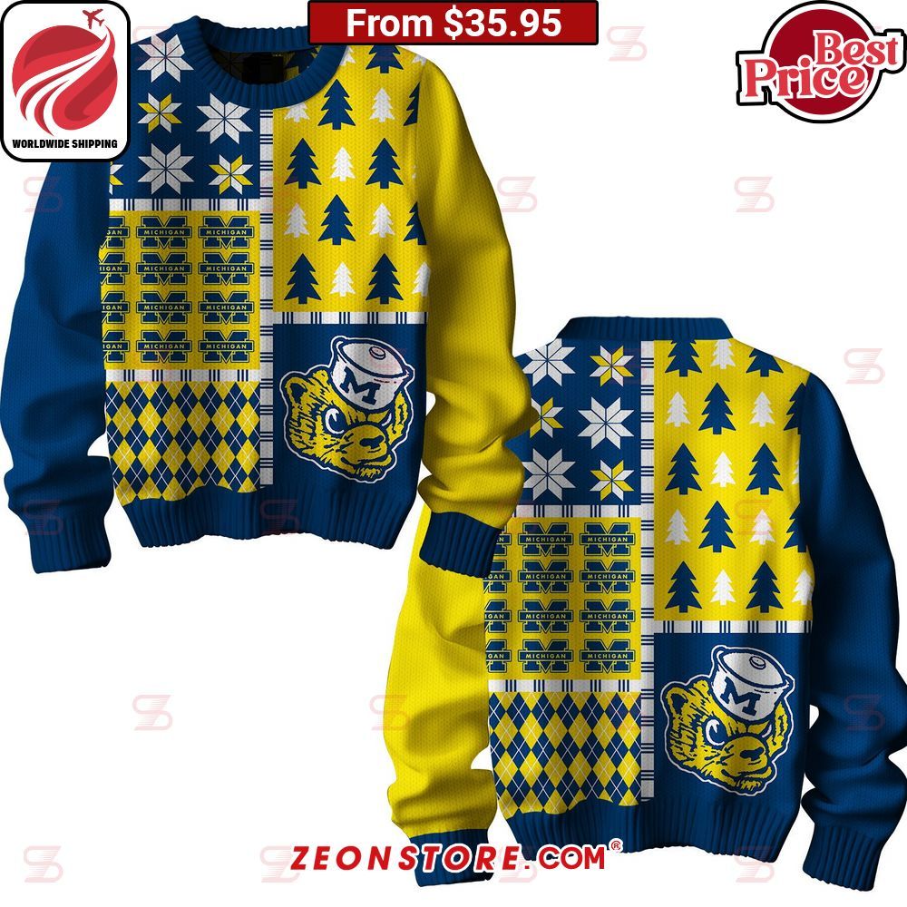 Michigan Wolverines Christmas Sweater Cutting dash
