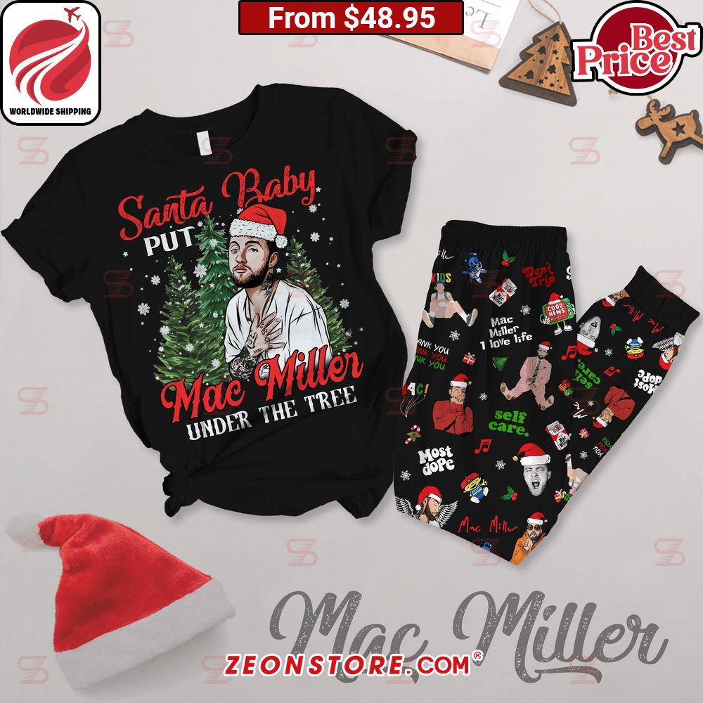 Santa Baby Put Mac Miller Under the Tree Christmas Pajamas Set Super sober