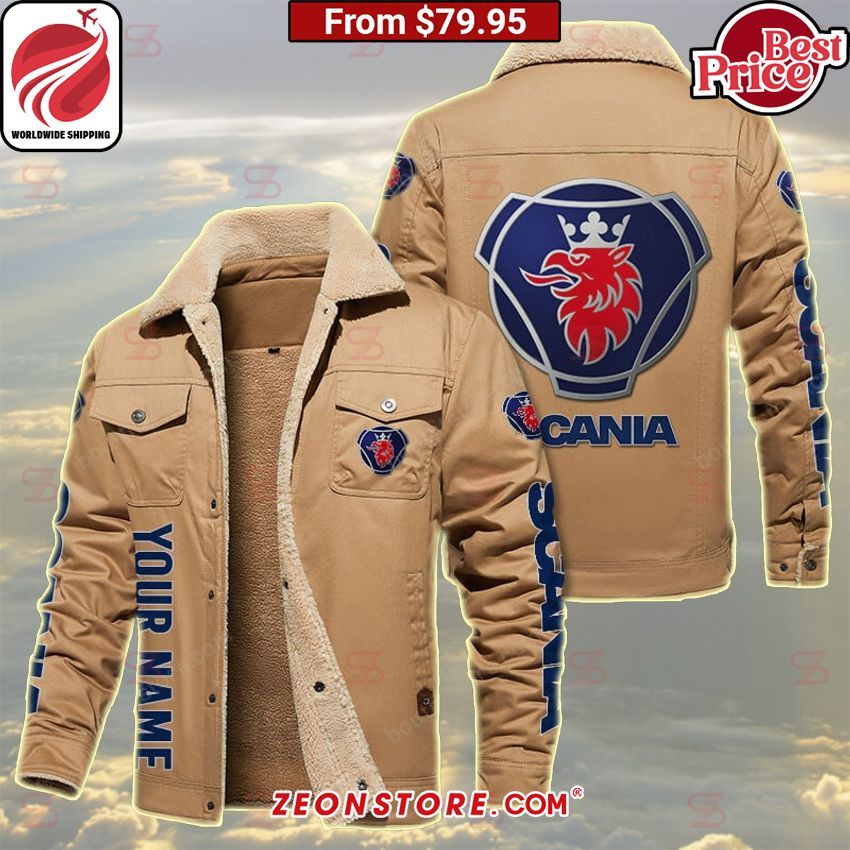 Scania AB Custom Fleece Leather Jacket Amazing Pic