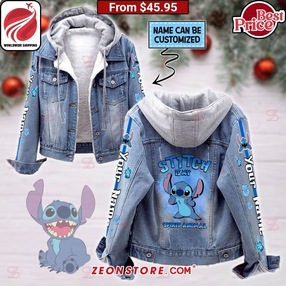 Stitch Is My Spirit Animal Custom Hooded Denim Jacket It is too funny