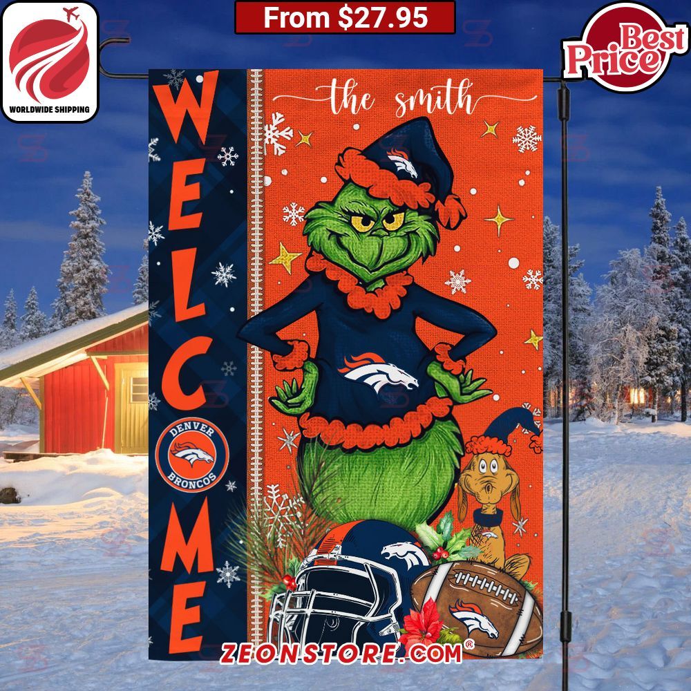The Grinch Denver Broncos Welcome Football Christmas Flag Mesmerising
