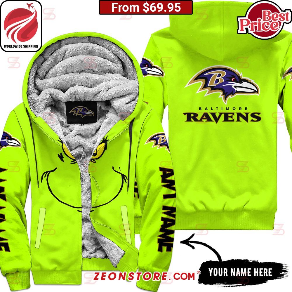The Grinch Mask Baltimore Ravens Fleece Hoodie This place looks exotic.