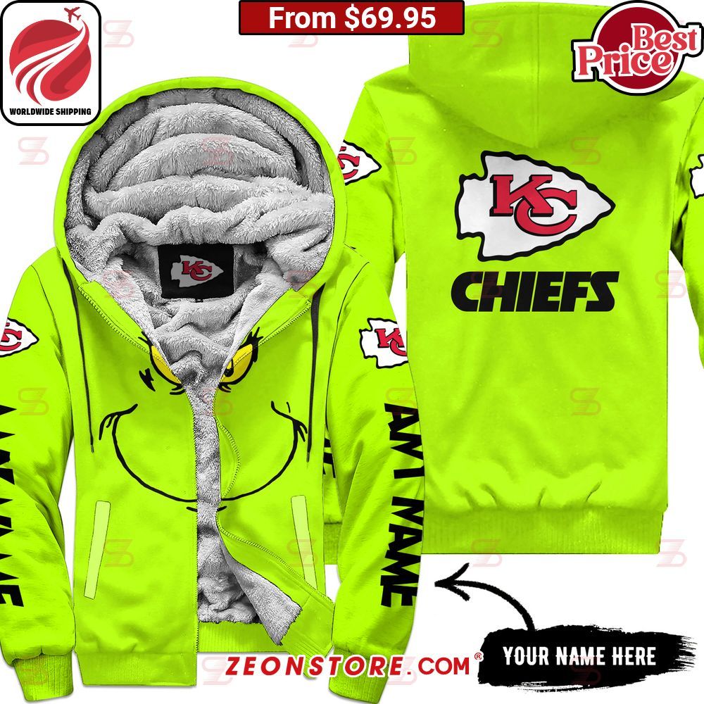 The Grinch Mask Kansas City Chiefs Fleece Hoodie Rejuvenating picture