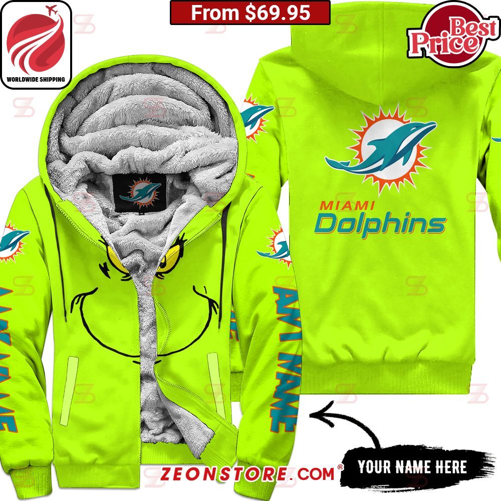 The Grinch Mask Miami Dolphins Fleece Hoodie You look so healthy and fit