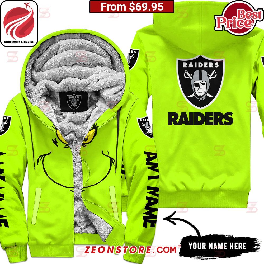 The Grinch Mask Oakland Raiders Fleece Hoodie She has grown up know