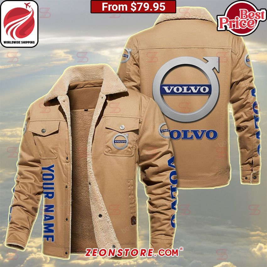 Volvo Car Custom Fleece Leather Jacket Best couple on earth