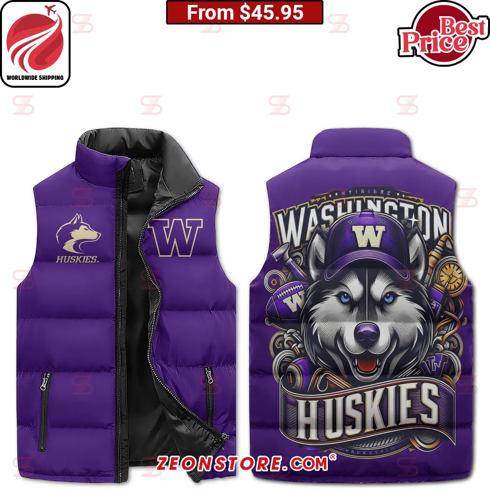 Washington Huskies Sleeveless Puffer Down Jacket You look different and cute
